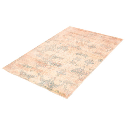 Tapis beige / bleu tissé à la main