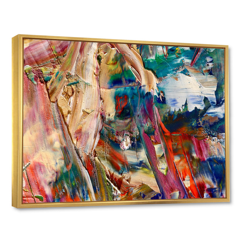 Art abstrait sur toile Colorfor, H 24 po x l 36 po x P 1 po, Cadre flottant doré