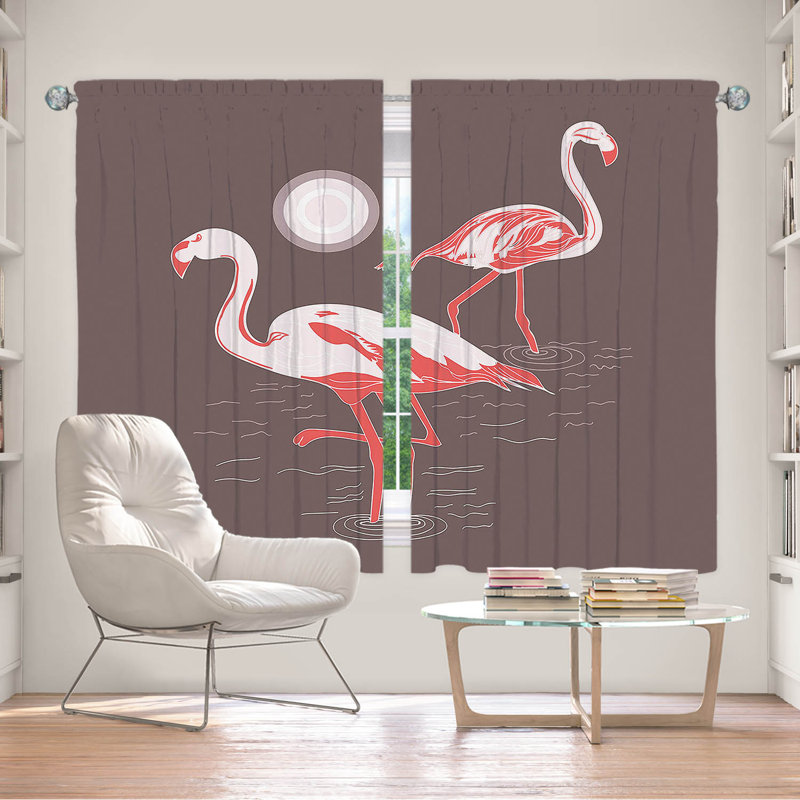 Paire de rideaux obscurcissant en polyester Denes, Brun foncé / rose / blanc, L 40 po x L 61 po