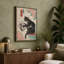 Cat with Newspaper and Roses Japandi - Wrapped Canvas-433946342-433946346