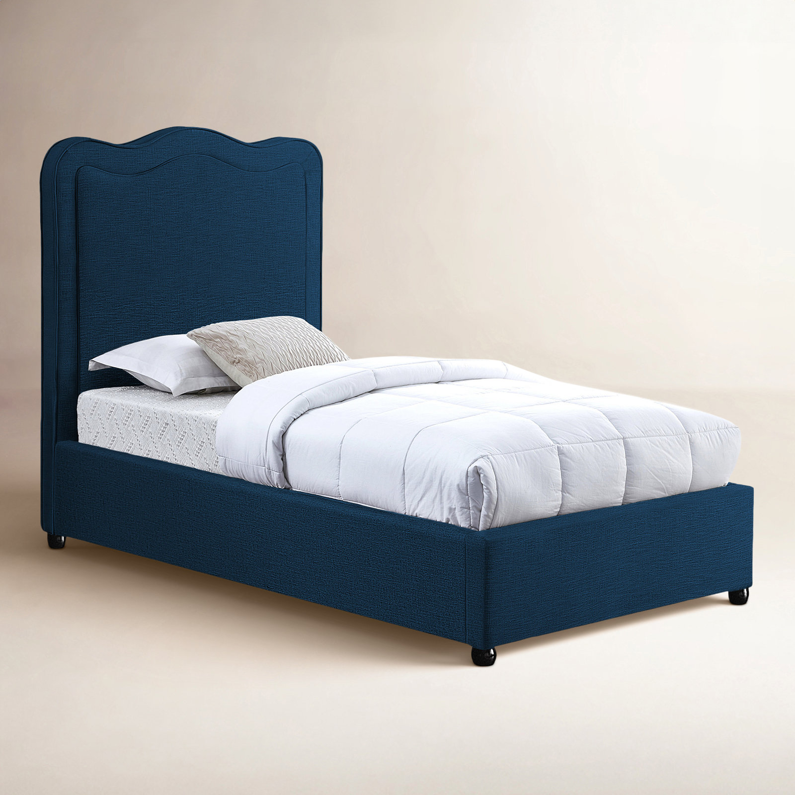 Felix Upholstered Bed, Bed Navy Linen, Twin