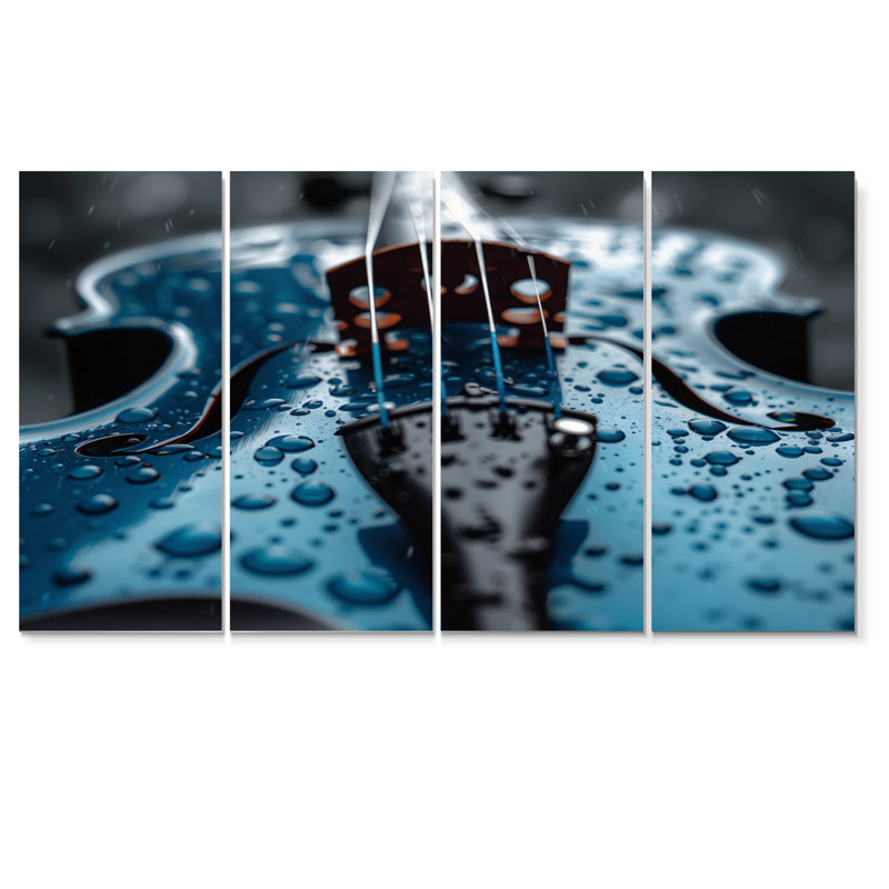 «Music Blue Instument Violin», ensemble d'art mural musical, H 32 po x l 64 po