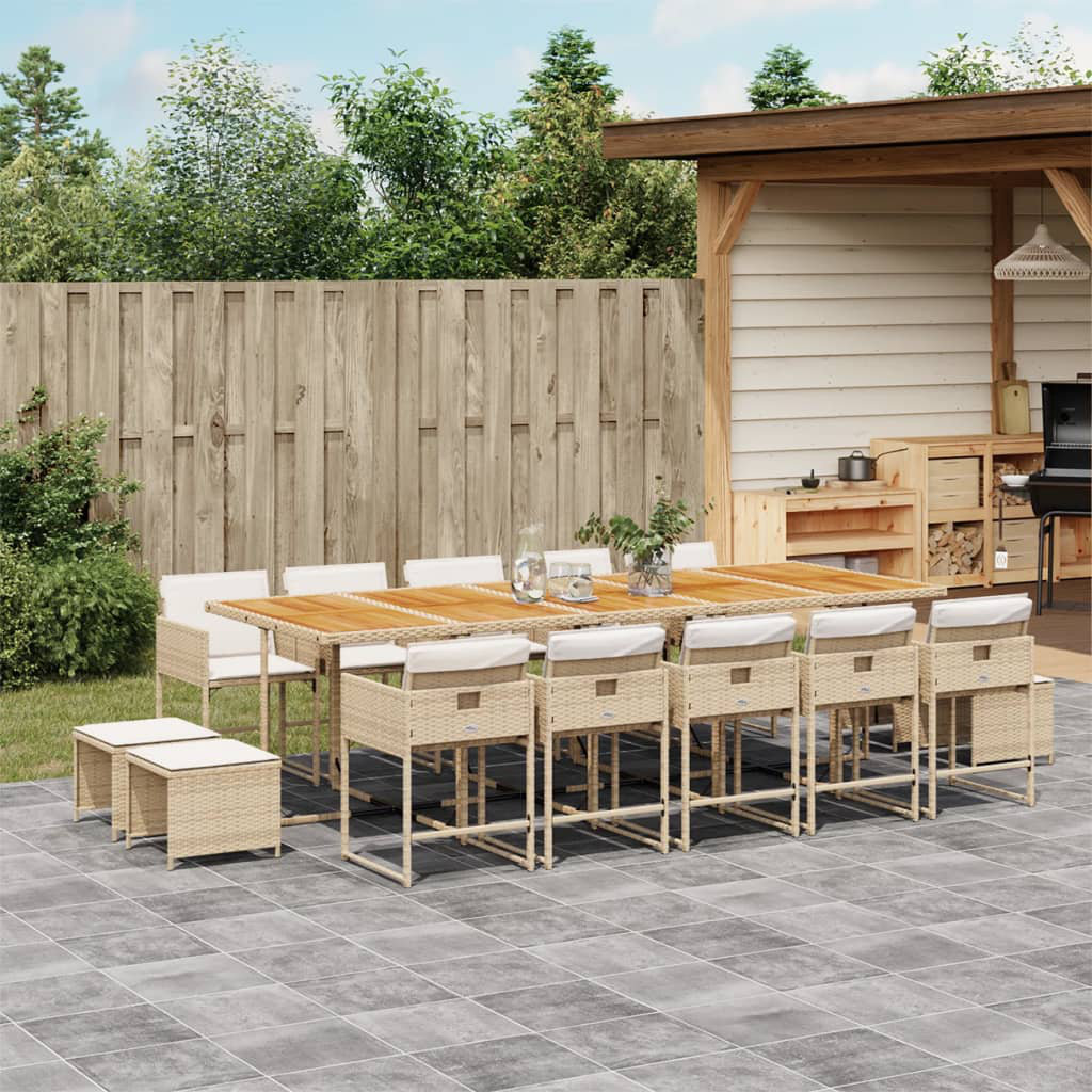 Vidaxl 15-Tlg. Garten-Essgruppe Mit Kissen Schwarz Poly Rattan