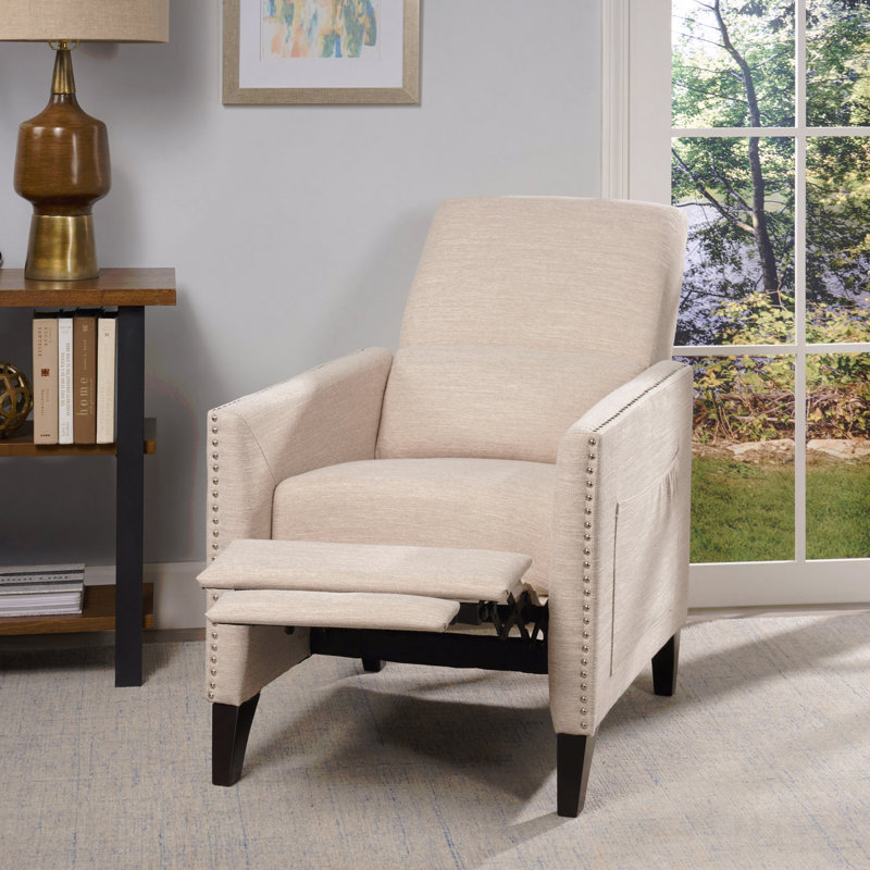 Fauteuil inclinable Mid-Century en tissu, Beige