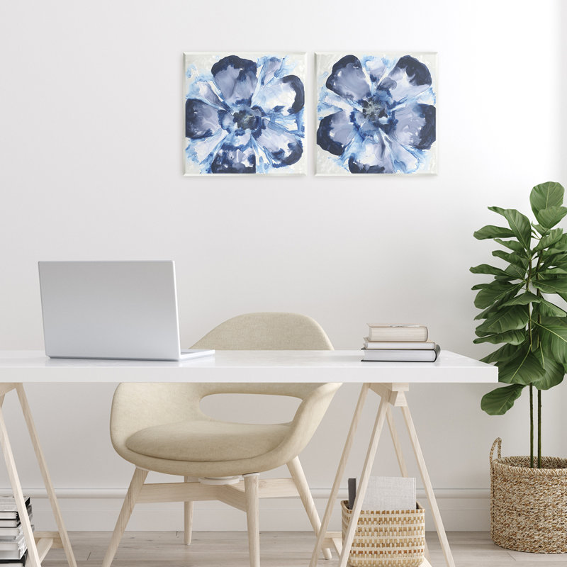 Ensemble de 2 plaques murales Blue Glass Blossoms, design par June Erica Vess