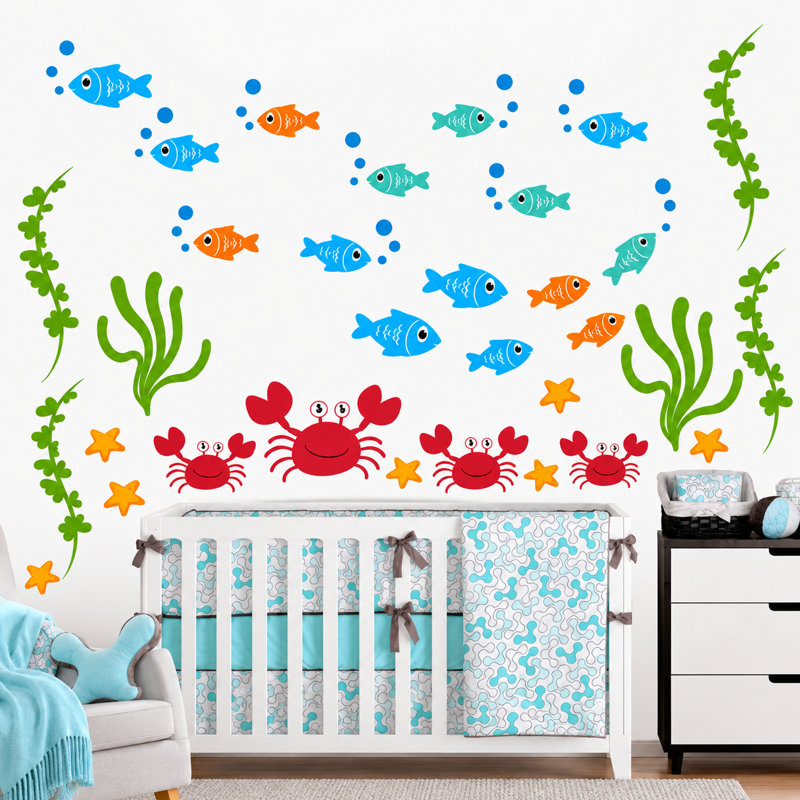Décalcomanie murale aquatique, poisson et crabe, Schéma B