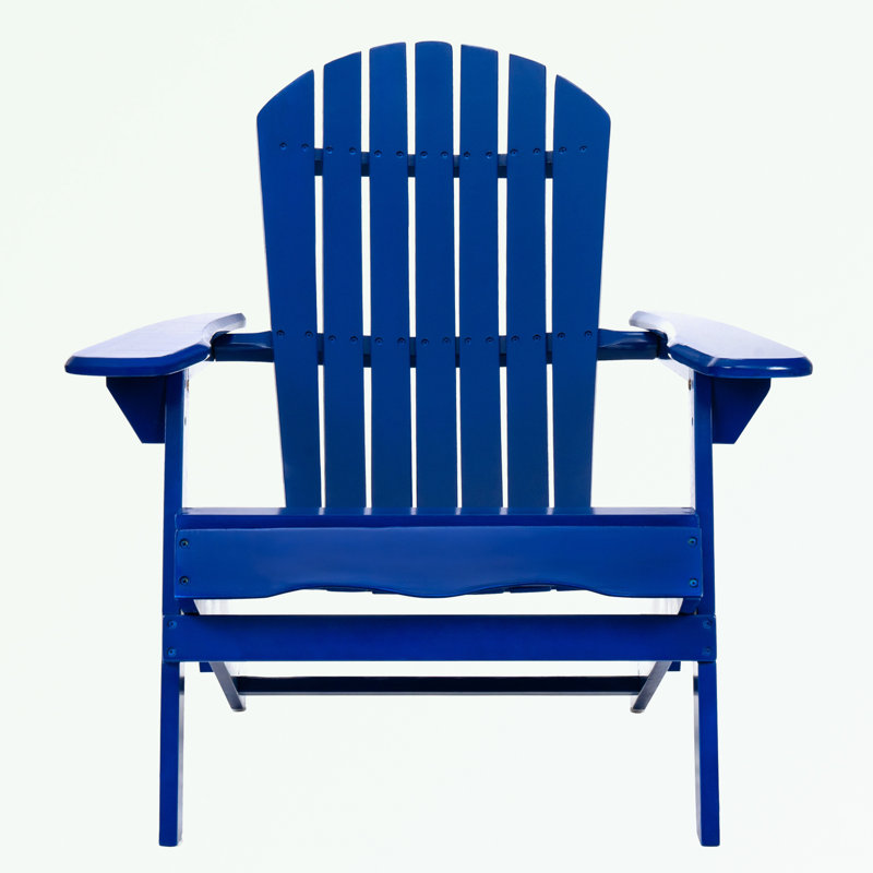 Chaise Adirondack d'extérieur en bois avec accoudoirs, Bleu