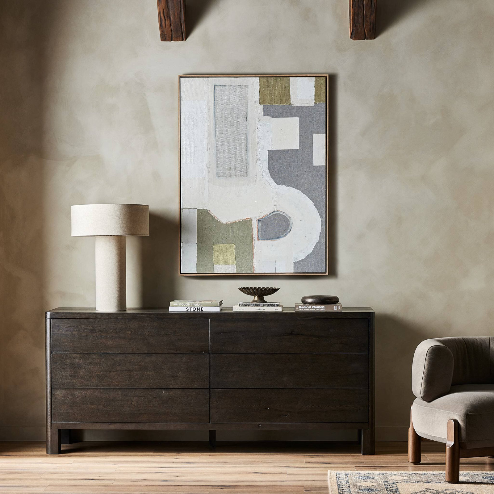Talullah 75" Oak Dresser, Smoked Black Oak