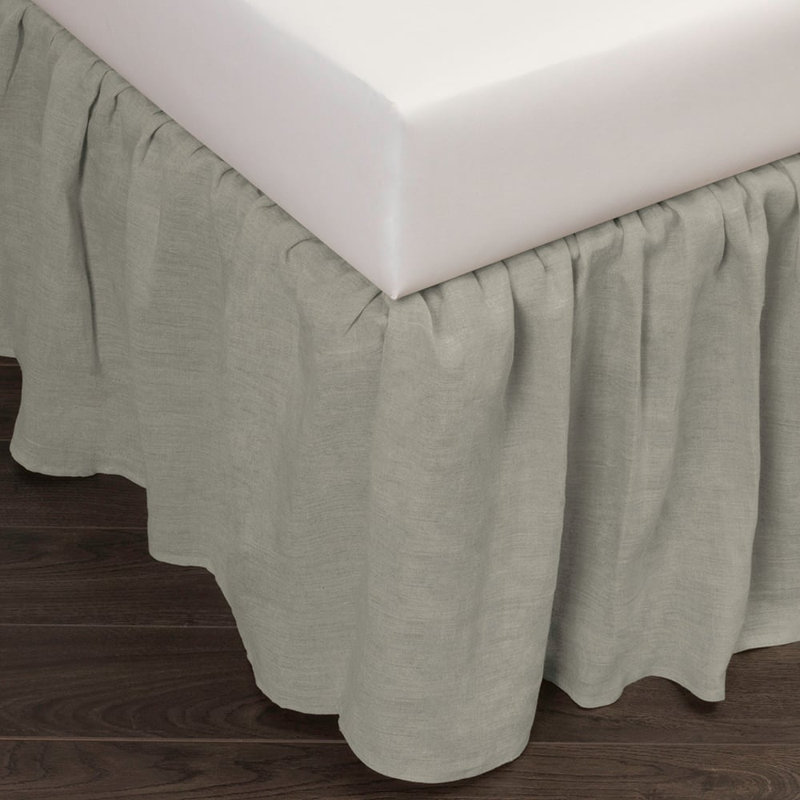 Basillo Linen Bed Skirt, Sea Glass, Queen, Queen, Green