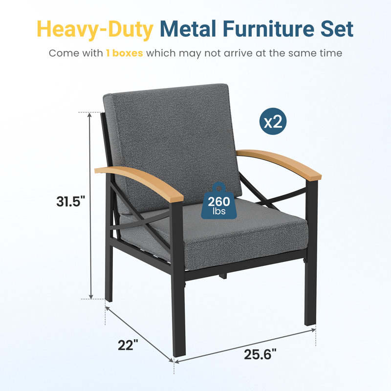 Chaises de patio avec coussins, Gris