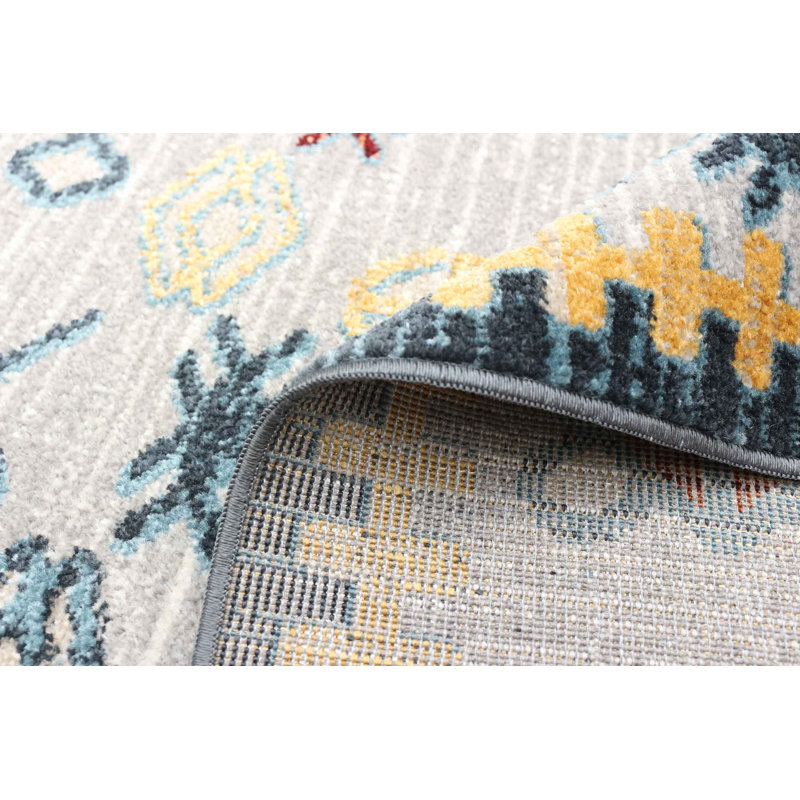 Tapis de couloir gris en polyester 2 pi 6 po x 8 pi Areej, Rectangle 3 pi x 5 pi