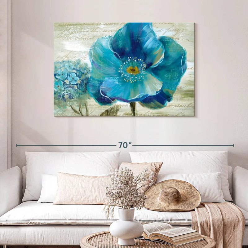 Harnek Blue Poppy Poem II, H 30 po x l 45 po