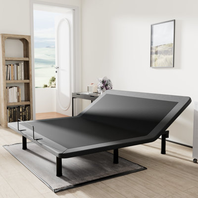 Très grand cadre de lit réglable avec télécommande sans fil, lit électrique, gravité zéro, inclinaison de la tête et des pieds, hauteur des pieds réglable, préréglages de mémoire, anti-ronflement