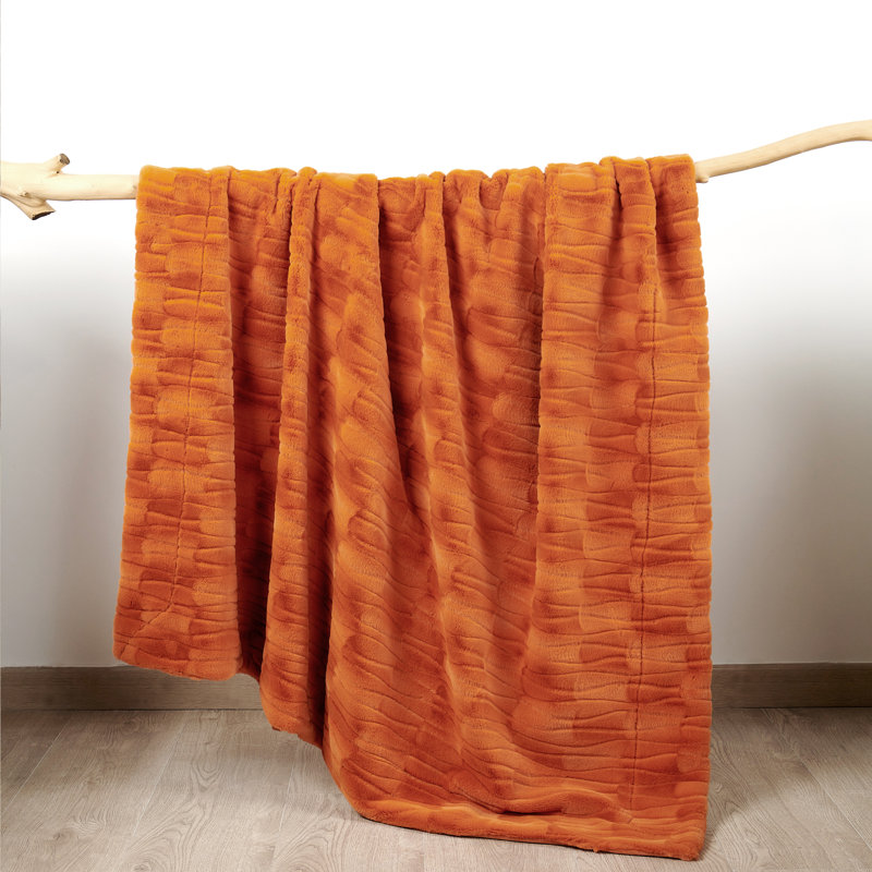 Knitted Throw Blanket, Burnt Orange, 127cm x 152.4cm