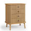 Commode moderne bohème à quatre tiroirs cannelés - Haut meuble en bois aux lignes courbes, poignées noir mat, grand espace de rangement pour chambre, salon ou entrée - Couleur : Chêne sauvage