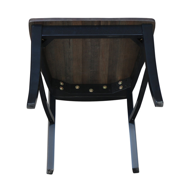 Arite Solid Wood Side Chair, Coal Black/Washed Black