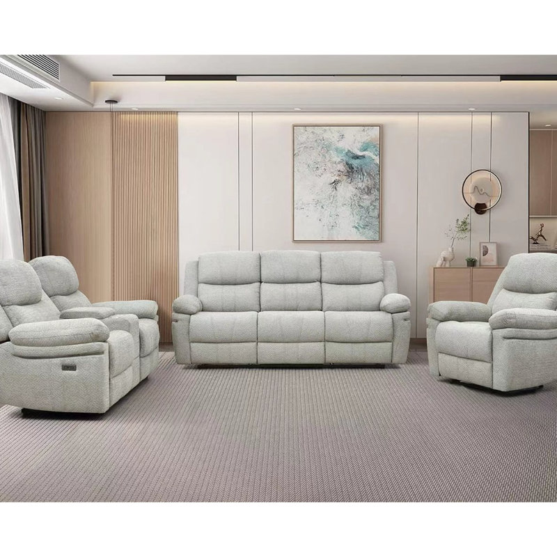  Causeuse inclinable électrique Bennett avec console centrale et chargement USB, beige, Beige