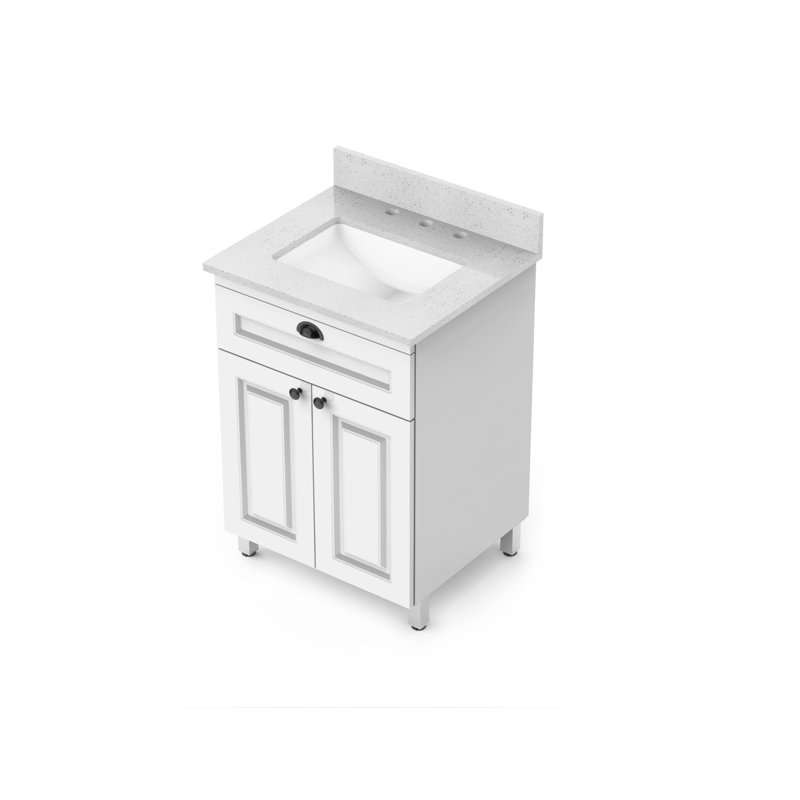 Plateau de meuble-lavabo simple 25 "avec lavabo, Blanc