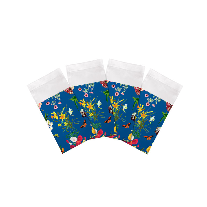 Flora Fauna Cotton Sateen Dinner Napkins, Blue