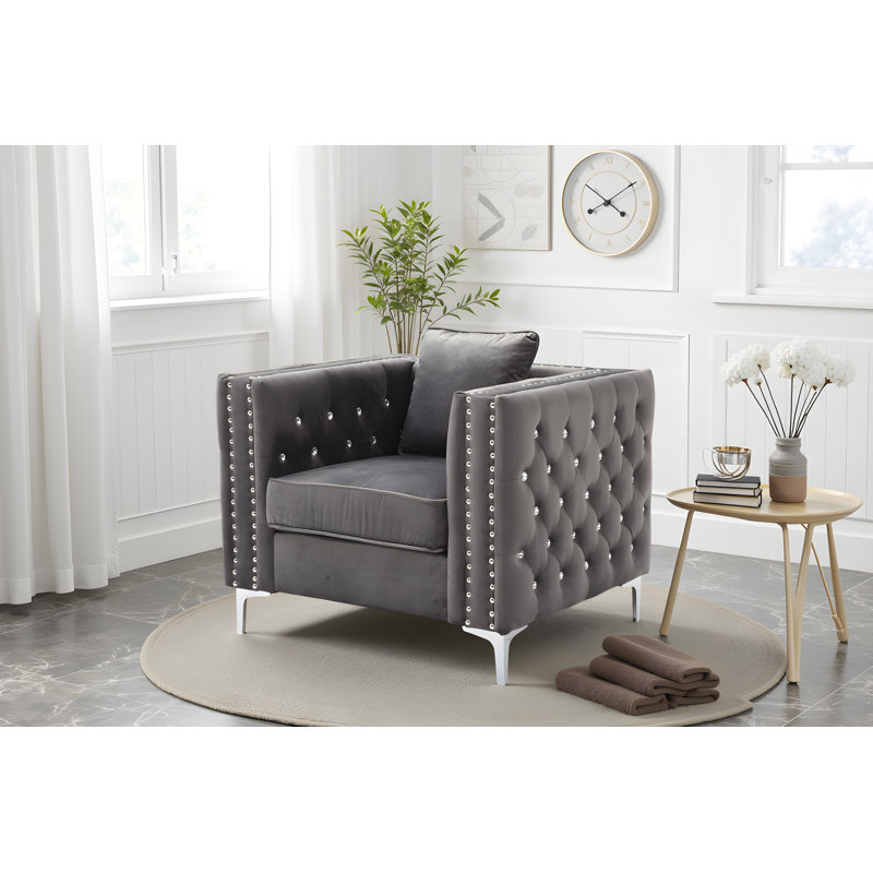 Chaise en velours Lyon, Velours gris