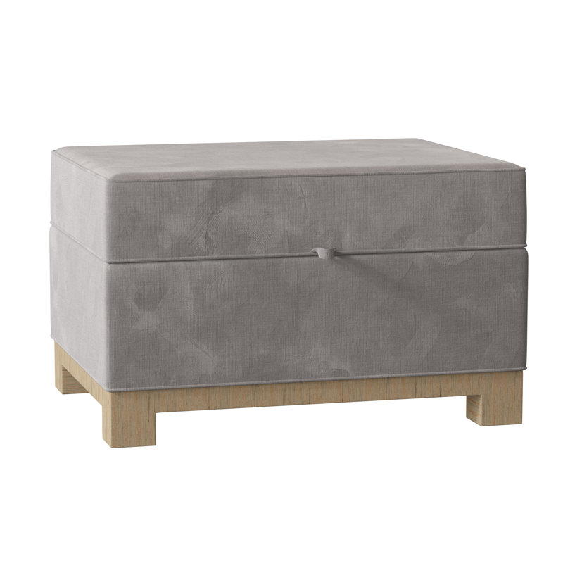 Repose-pieds rectangulaire avec rangement Brandes, Naturel, Velours tempête