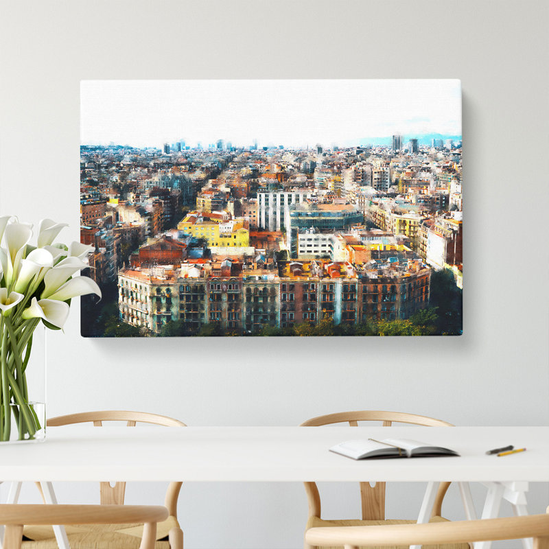 Rooftops Of Barcelona In Spain - Wrapped Canvas Painting, 50cm H x 76cm W x 3cm D