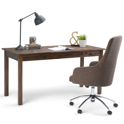Monroe 60"W Solid Acacia Wood Desk, Rustic Style with Lift-Top Top, USB Ports, and Power Outlet by Simpli Home