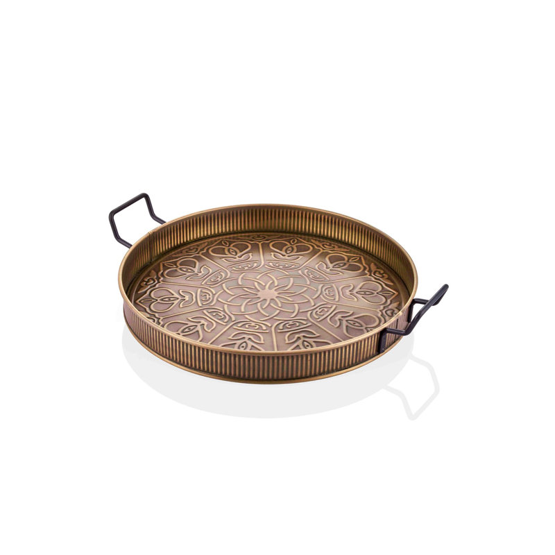 Charol Steel Tray, 5cm H x 52cm W x 42cm D, Gold