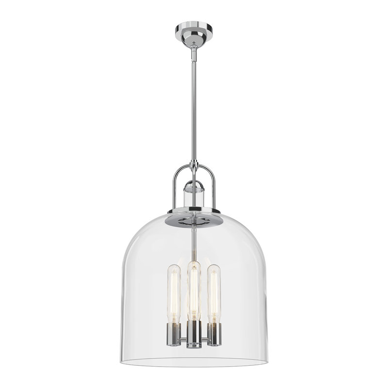 Luminaire suspendu en forme de dôme à 4 lumières Alwaleed, Chrome