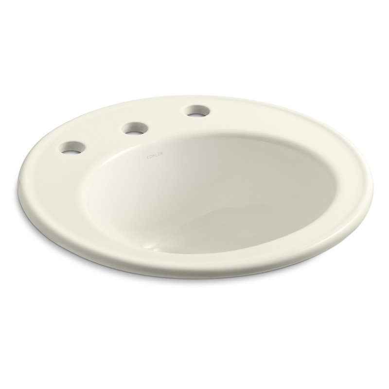 Lavabo de salle de bain circulaire encastré avec trop-plein Brookline, It, Centres de 8 po