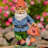 16" Tall Spring Gnome Garden Statue with Mushrooms