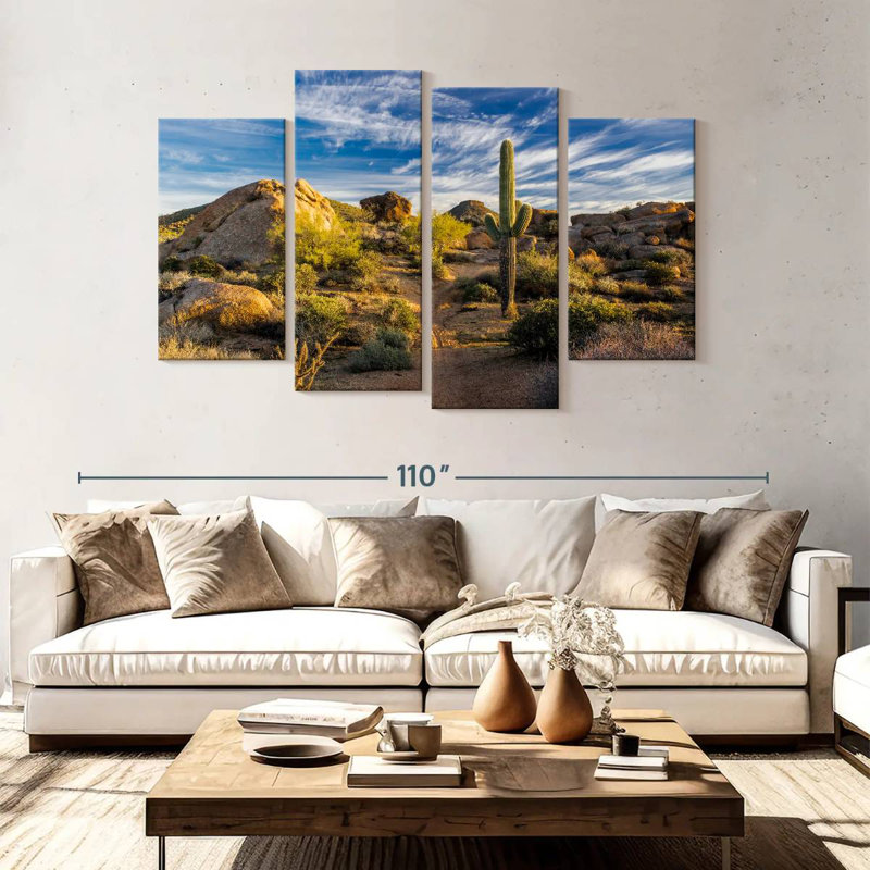 Alvord Saguaro, cactus et roches, H 54 po x l 84 po