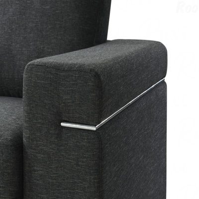 Fauteuil rembourré en tissu noir pour les salons confortables