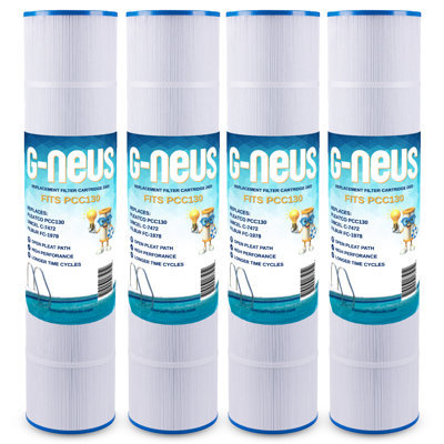 Filtre pour piscine et spa G-NEUS | Remplace Pleatco PCC130-PAK4, Unicel C-7472, Filbur FC -78, Pentair CCP 520 | Couverture de 130 pieds carrés (x4) | Cartouche de remplacement haute performance, paquet de 4