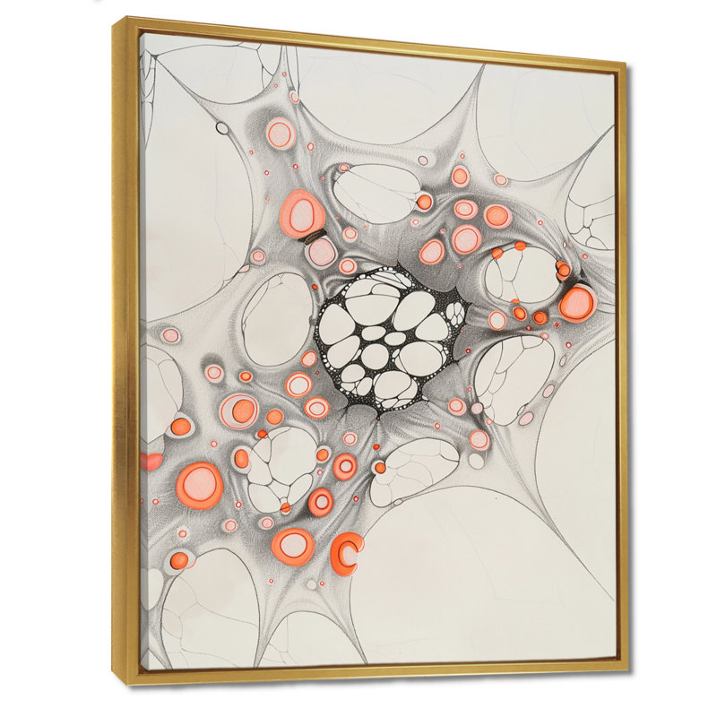 Encre, structures cellulaires rétro - impression murale abstraite, salon, H 32 po x l 16 po x P 1 po, Toile tendue