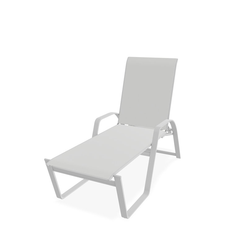 Chaise longue empilable Aruba II, Blanc, Blanc 6D Sunbrella®