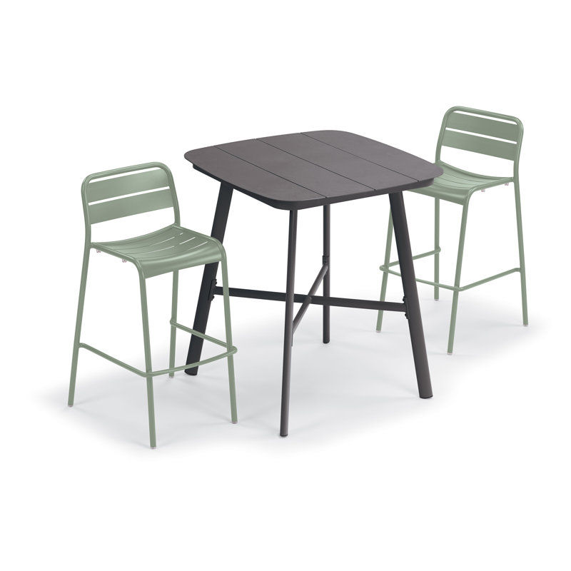 Eiland Square 2 - Person 36" Long Bar Height Dining Set, Sage