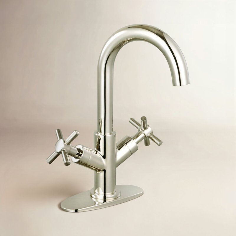 Kingston Brass Concord Two-Handle 1-Hole Deck Mount Bathroom Faucet with Push Pop-Up, Polished Nickel