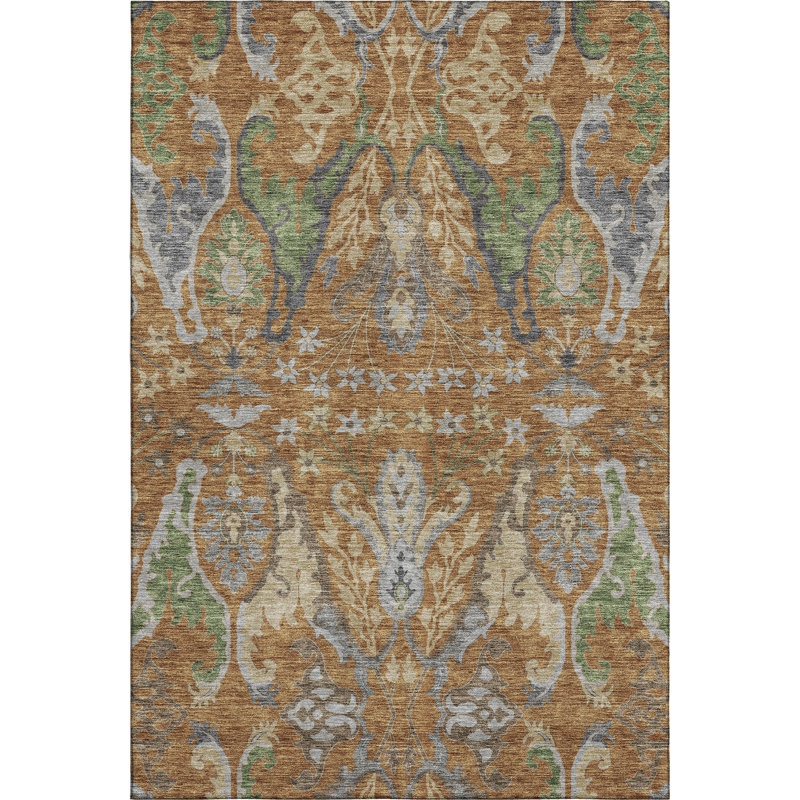 Premium Machine Washable Gurubaksh AMF1153 Global Rug, Rectangle 9' x 12'