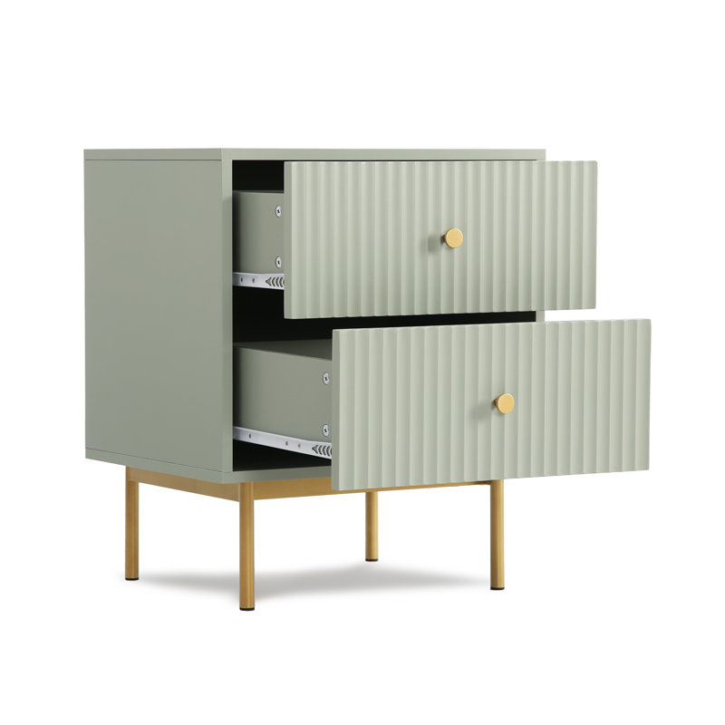 Aivis 50cm W Metal Bedside Table, Green