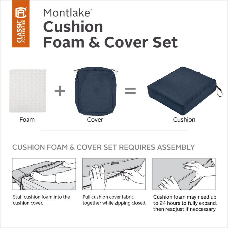 Pina Outdoor Lounge Chair Seat Cushion, Heather Gray, 4" H x 25" W x 22" D