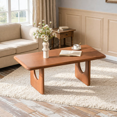 Table basse rectangulaire en bois, table basse minimaliste avec pieds en forme de U, table basse centrale pour le salon, table basse Mid-Century pour le bureau personnel