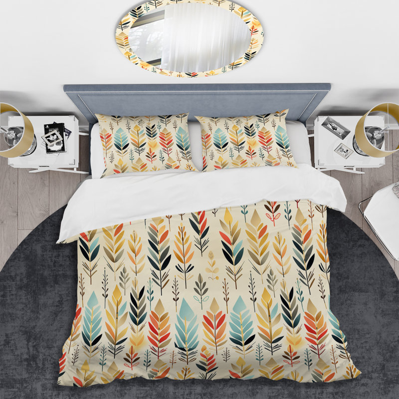 Ivoire Boho Accents - Ensemble de housse de couette à chevrons - Polyester en microfibre