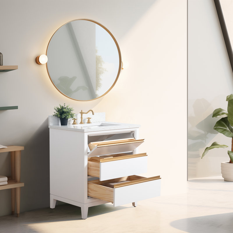 30 Single Bathroom Vanity with Top, 30", White
