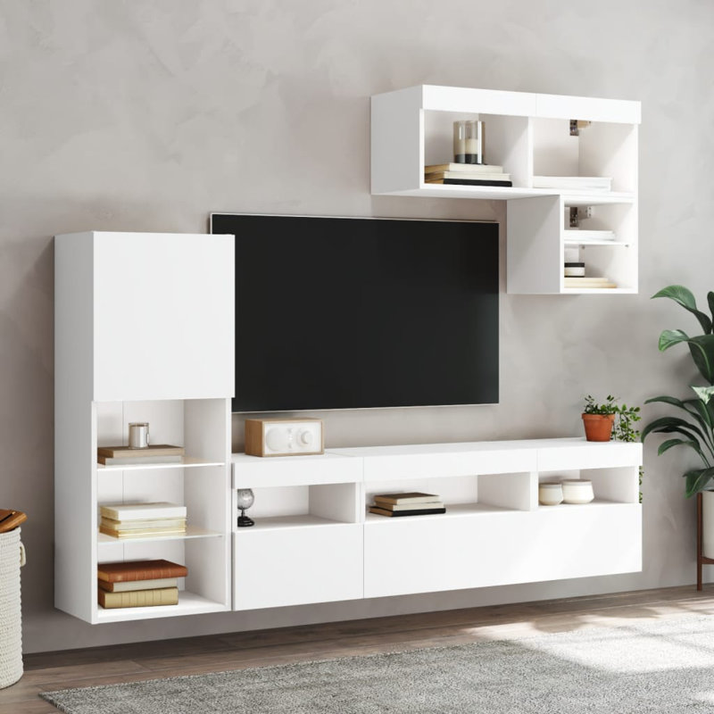 Unfinished Entertainment Centre for TVs up to 28" with Fireplace Included, White