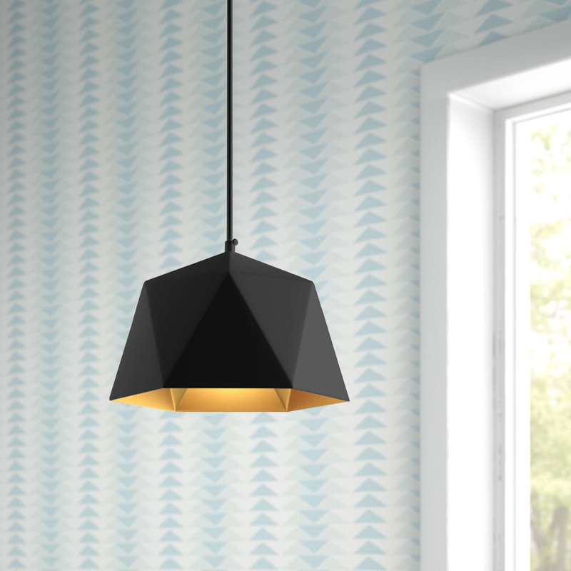 Luminaire suspendu en forme de dôme 1 lumière Neri, H 67 po x l 10,2 po x P 10,2 po, Noir / doré