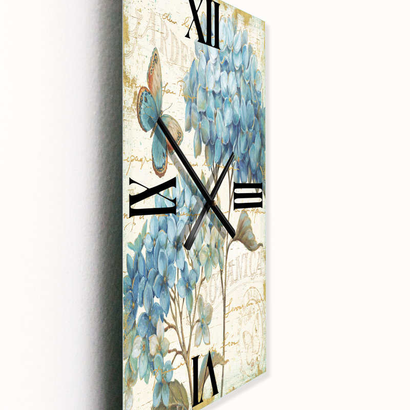 Butterfly Blue Garden II - Horloge murale traditionnelle, Grand