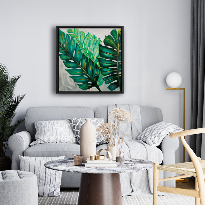" Three Big Exotic Plant Leaves "