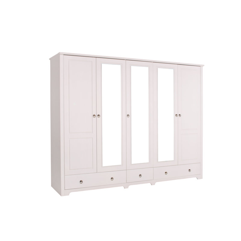 Louroujina 5 Door Solid Wood Wardrobe, White 
