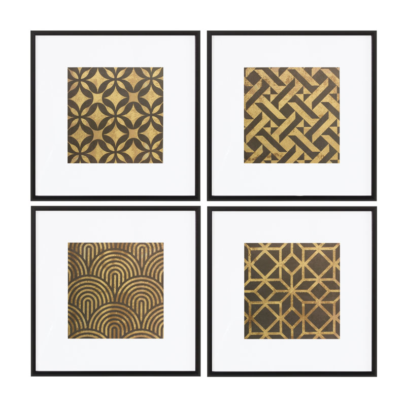 Reproduction d'art géométrique encadrée (ensemble de 4) -88522DS